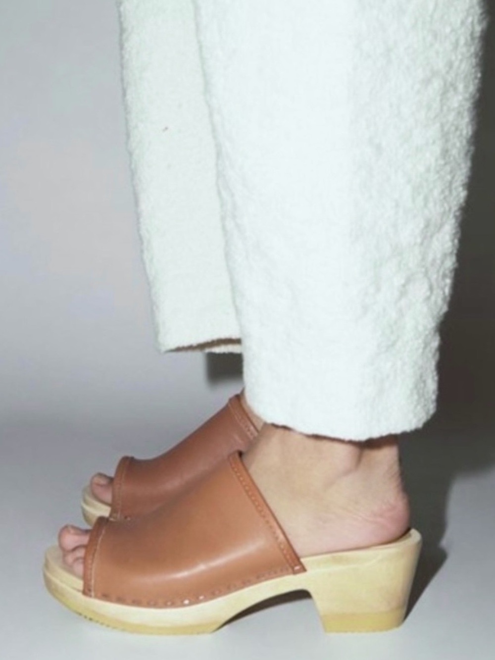 No. 6 Daria Leather and Wood Clog